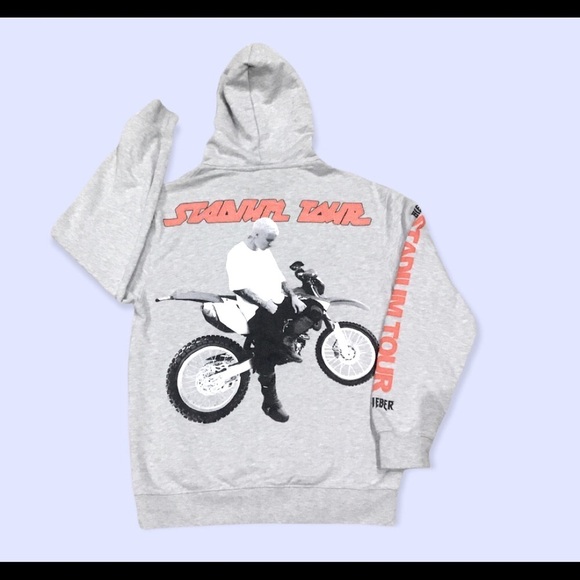 Justin Bieber Stadium Tour Motorcycle Hoodie Sweater Small - Picture 2 of 5